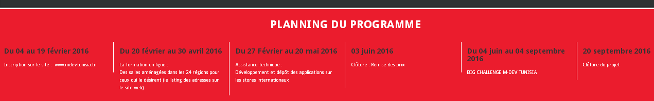 planning du programme